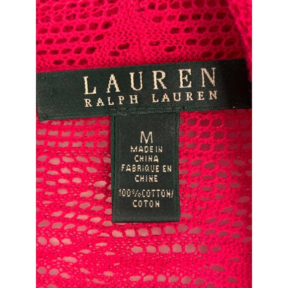 Lauren Ralph Lauren Womens Open Front Sheer Cardigan M Red RT10532 EUC - Picture 3 of 7